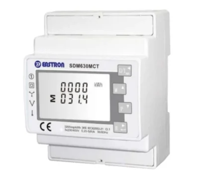 Description The Solis SDM630 Three Phase CT Meter with 120/40mA output and 3x current transformers (CTs) is a precision energy monitoring device designed for use with Solis inverters. It enables accurate consumption monitoring and export limitation for grid-connected solar systems. This meter is ideal for installers and homeowners seeking to comply with grid regulations or manage solar energy more efficiently. 🔧 Key Features: ✅ Compatible with Solis 3-phase inverters 📈 Measures consumption & solar export in real-time 🔄 Includes 3 x CT clamps – for accurate current sensing on all phases ⚙️ 120/40mA output – Stable and reliable signal transmission 📊 Enables dynamic export limitation – Helps meet local grid requirements 🛠️ Supports advanced system diagnostics and energy balancing